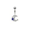 Bauchnabelpiercing mit Mond- und Stern-Detail & blauem Stein