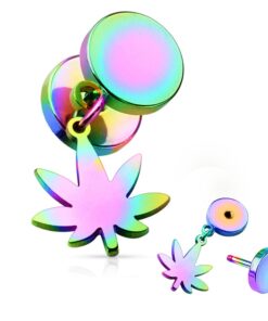 Hanf / Hemp - Fake Plug Ohr Stecker Piercing Edelstahl