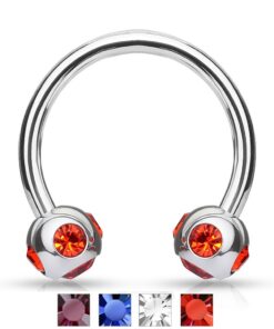 Hufeisen mit 5 Kristalle diverse Farben