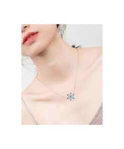 Alternative view of Elegante Edelstahl Halskette mit Schneeflocken-Anhänger – Weiße Kristalle, 50 cm