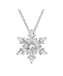 Elegante Edelstahl Halskette mit Schneeflocken-Anhänger – Weiße Kristalle, 50 cm
