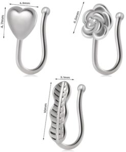 Fake Nasenpiercing diverse Motive Herz/Rose/Blatt