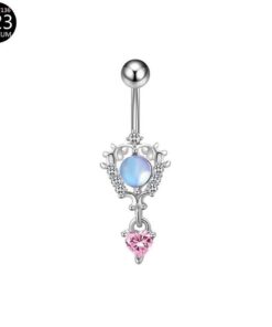 Bauchnabelpiercing Herzanhänger mit Opal und Kristallen