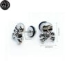 Ohrstecker Totenkopf aus Titanstahl Fake-Plug mit gekreuzten Knochen