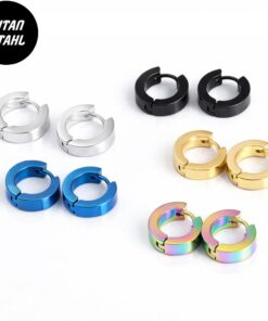 1 Paar Ohrringe Creolen aus Titanstahl – Poliert | 5 Farben