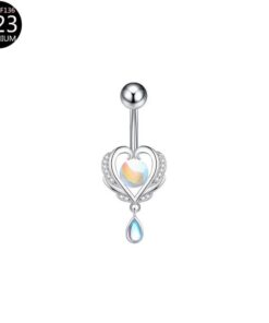 Bauchnabelpiercing mit Opal und Kristallen in Herzform