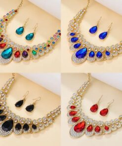 Exklusives Kristall-Schmuckset in Tropfenform – Halskette & Ohrringe im Glamour-Design