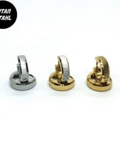 Titanstahl Creolen gebürstet | Silber / Gold/Silber / Gold – Hypoallergen Huggie 1 Paar