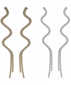 Schlangen Ohrhänger mit funkelnden Strasssteinen | Silber- oder Goldfarben