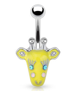 Bauchnabelpiercing Giraffe Gelb mit Kristall Augen