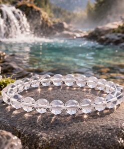 Bergkristall Armband – Klarer Quarz | 8 mm Kugeln mit elastischem Band
