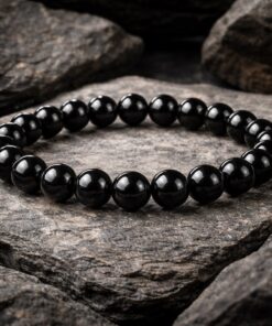 Obsidian Armband – Schwarzer Naturstein | 8 mm Perlen | Elastisch