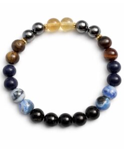 Kraftstein Armband Balance & Stärke – Obsidian, Tigerauge, Citrin & Lapislazuli
