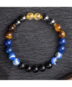Kraftstein Armband Balance & Stärke – Obsidian, Tigerauge, Citrin & Lapislazuli