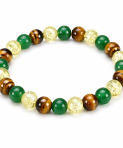 Kraftstein Armband Tigerauge, Grüner Aventurin & Quarz - Glück, Schutz & Balance