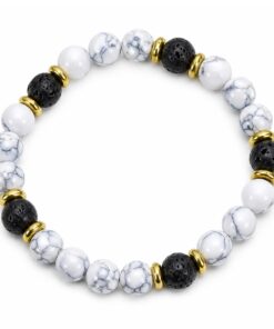 Balance Armband aus Howlit & Lava-Stein – Erdung, Ruhe & Stärke