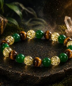Kraftstein Armband Tigerauge, Grüner Aventurin & Quarz - Glück, Schutz & Balance