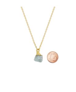 Natürliche Kristallkette mit Türkis-Rohstein-Anhänger in goldfarbener Fassung