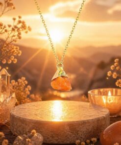 Natürliche Sonnenstein Kette mit Rohstein-Anhänger – Lebensfreude & Energie