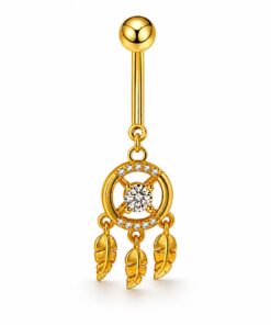Bauchnabelpiercing Traumfänger Gold mit Zirkonia & Federn