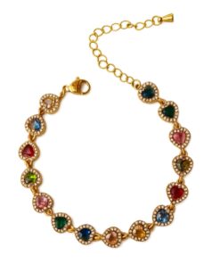Armband Multicolor mit Zirkonia Herzen – 18K Gold PVD beschichtet – Elegant