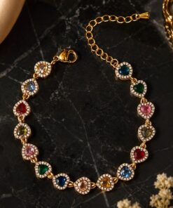 Armband Multicolor mit Zirkonia Herzen – 18K Gold PVD beschichtet – Elegant
